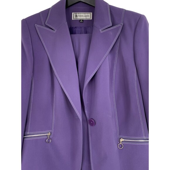 Travis Ayers Purple Two-Piece Pantsuit Size 12/14  RM10201 NWT Lined Blazer - Picture 16 of 16